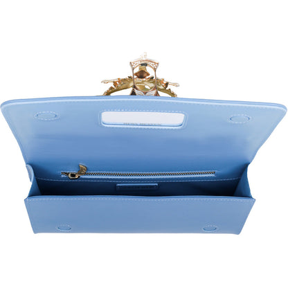 Blue Hera genuine leather women's clutch bag inside