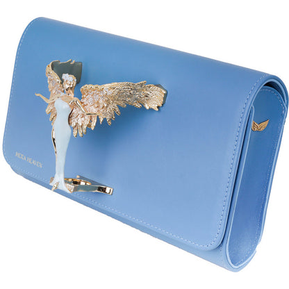 Blue Hera genuine leather women's clutch bag side