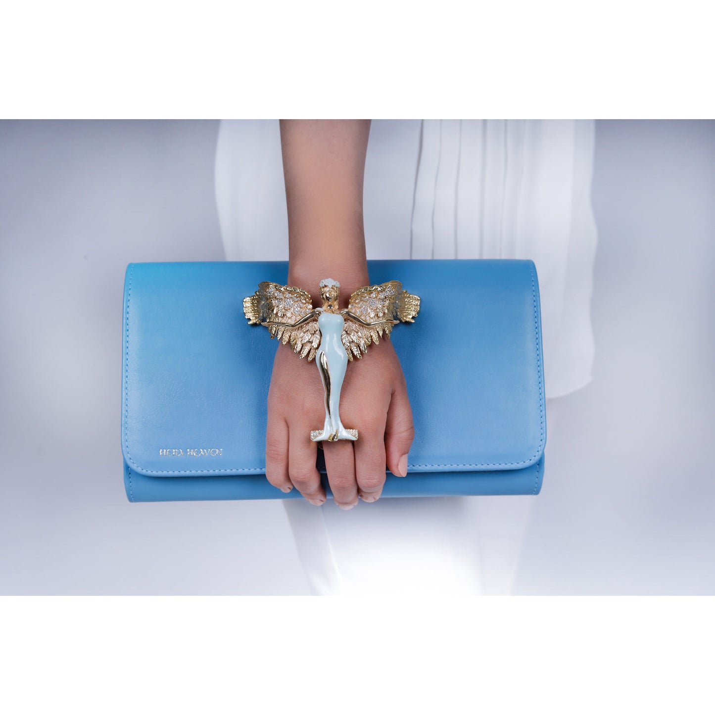 Blue Hera genuine leather women's clutch bag model