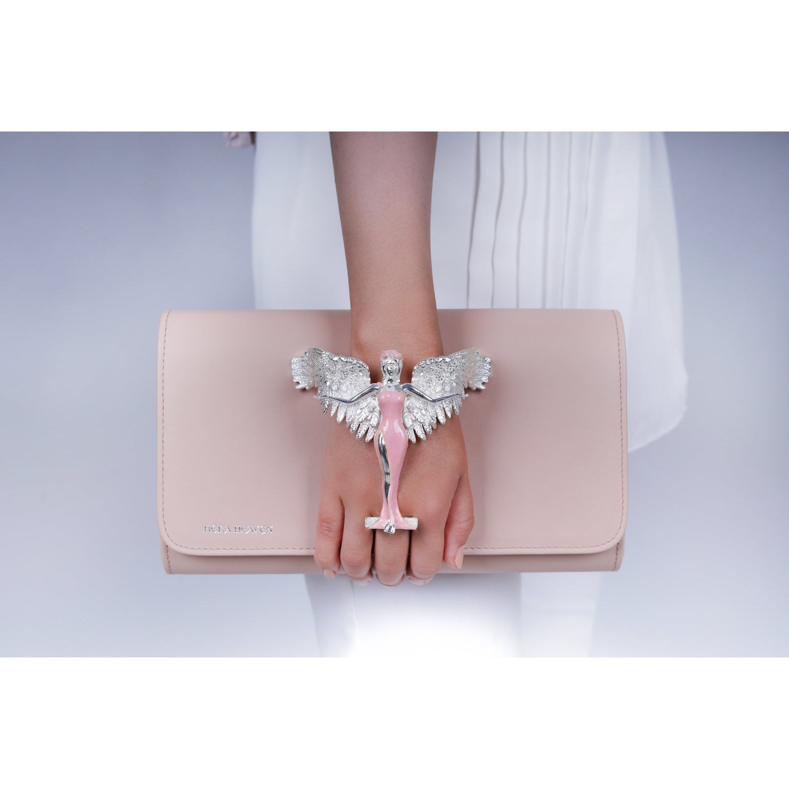 Pink Hera genuine leather women's clutch bag model