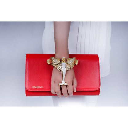 Red Hera genuine leather women's clutch bag model