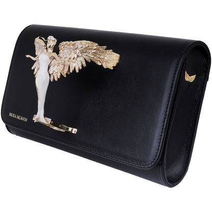 Black Hera genuine leather women's clutch bag side