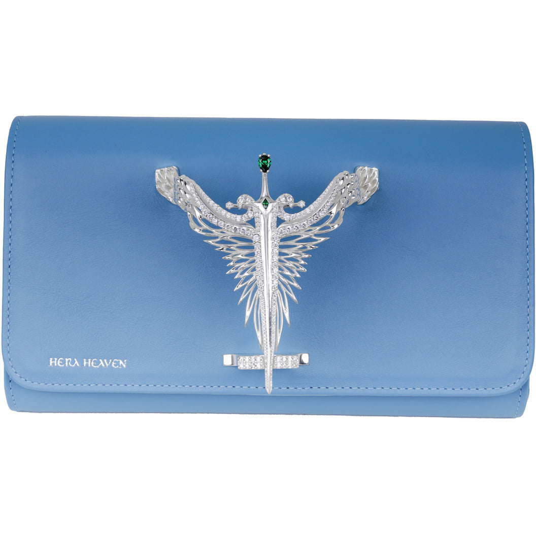 Blue Michael genuine leather women's clutch bag front