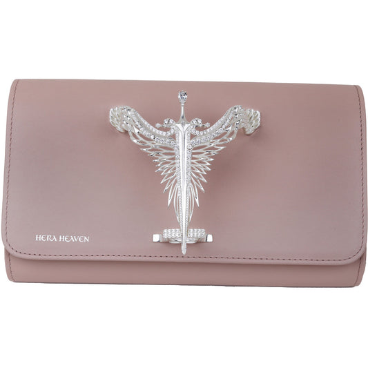 Nude Pink Michael genuine leather women's clutch bag front