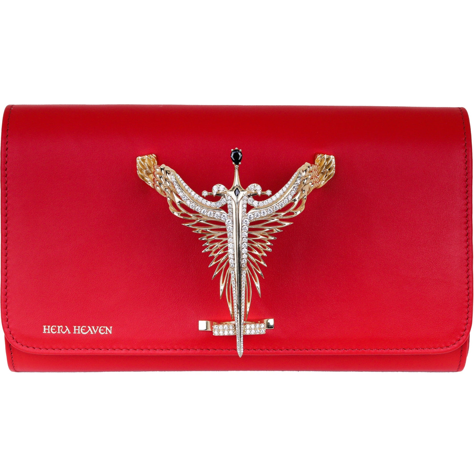 Red Michael genuine leather women's clutch bag front