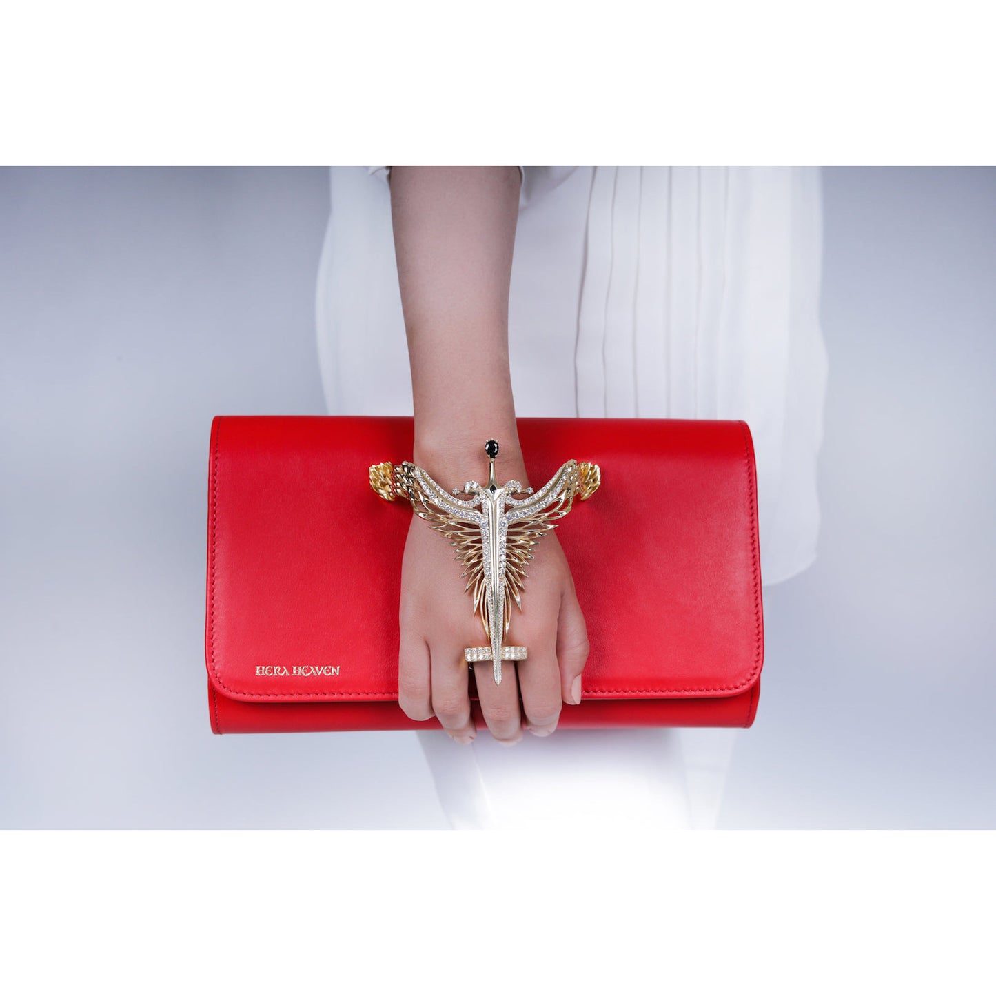 Red Michael genuine leather women's clutch bag model