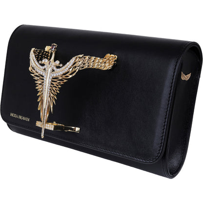 Black Michael genuine leather women's clutch bag model side