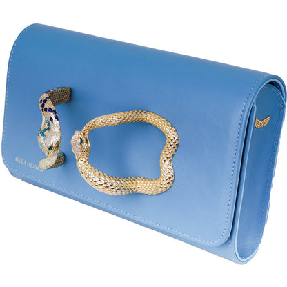 Blue Ouroboros genuine leather women's clutch bag side