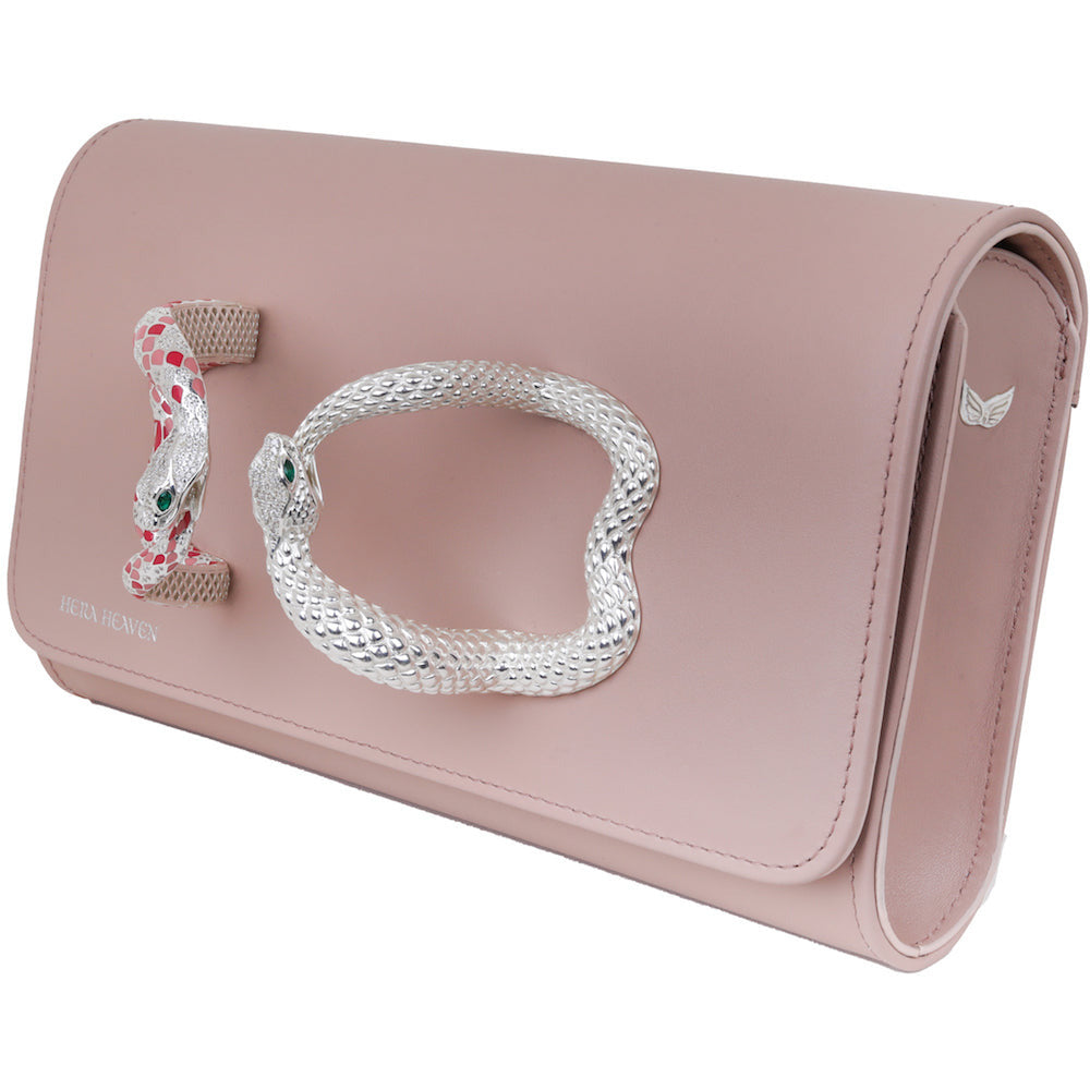 Pink Ouroboros genuine leather women's clutch bag side