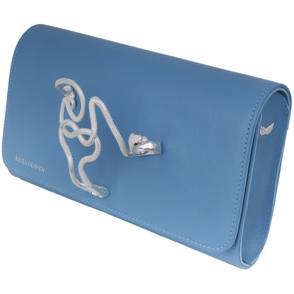 Blue Uraeus genuine leather women's clutch bag side