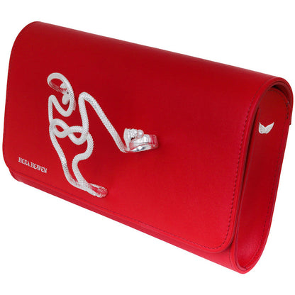 Red Uraeus genuine leather women's clutch bag side