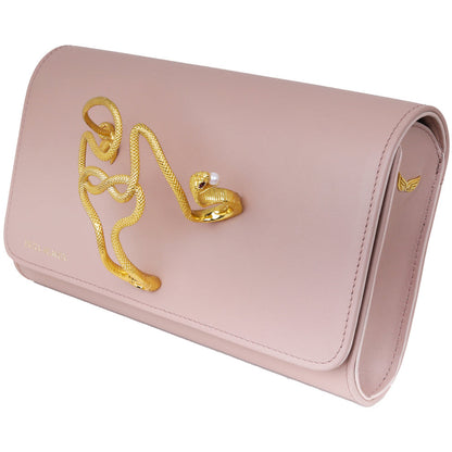 Nude Pink Uraeus genuine leather women's clutch bag side